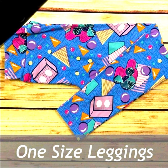 LULAROE 80s GEOMETRIC 3D MICKEY MOUSE LEGGINGS - Picture 1 of 2